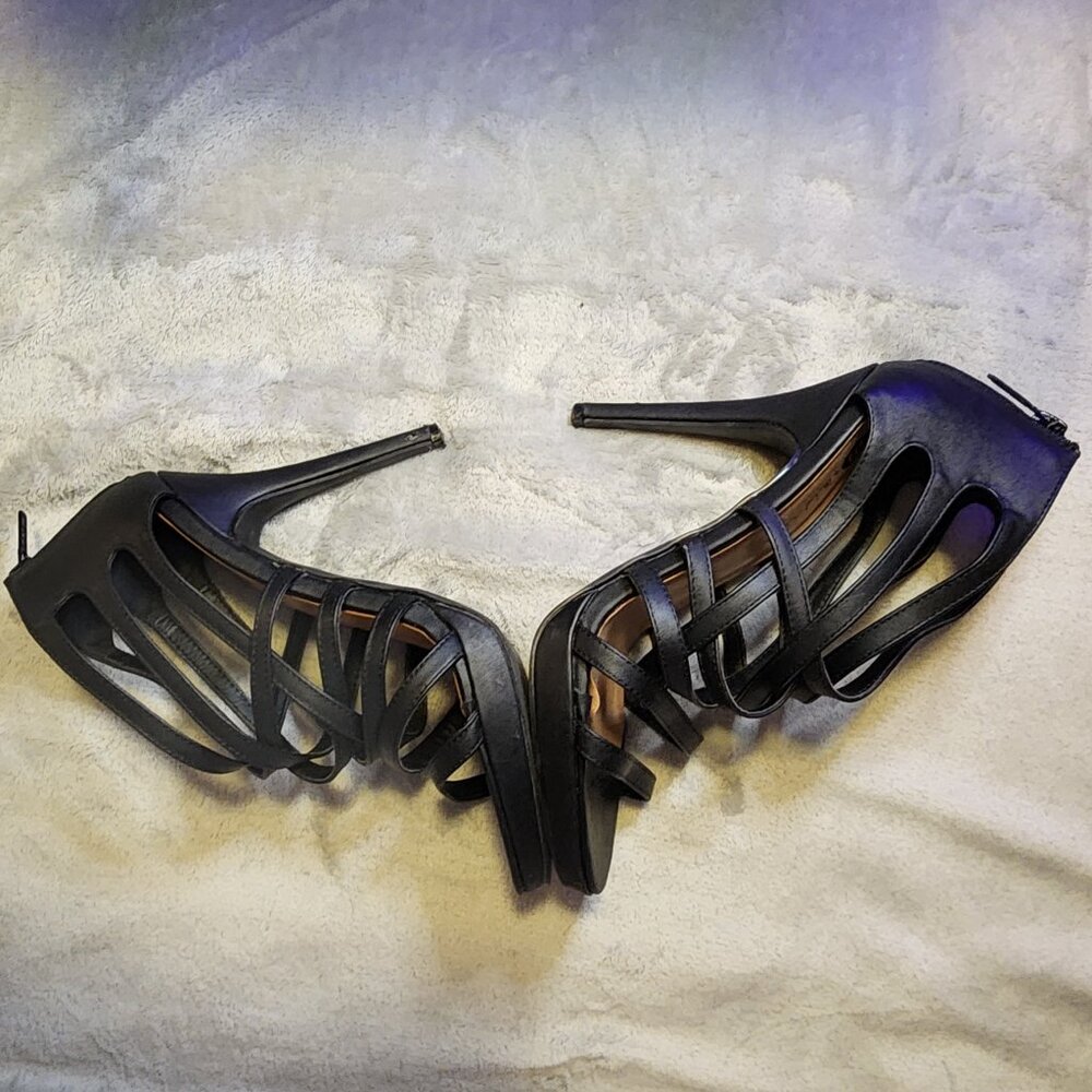 Michael Antonio ๐ Sexy Black Stilleto Heels 8.5 W - Picture 7 of 13
